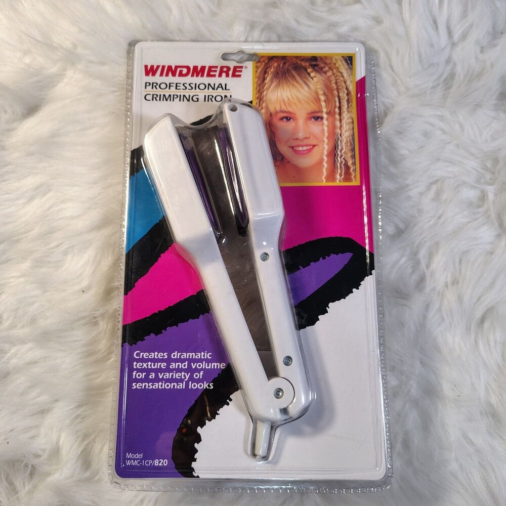 VTG 1980s SEALED Windmere Professional Crimping Iron White Purple Plates